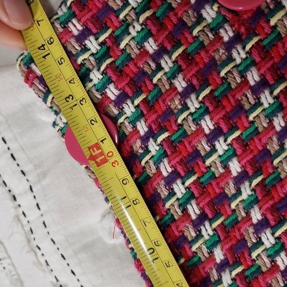 Zara women's multicolored tweed green/pink/cream medium. - Picture 4 of 7